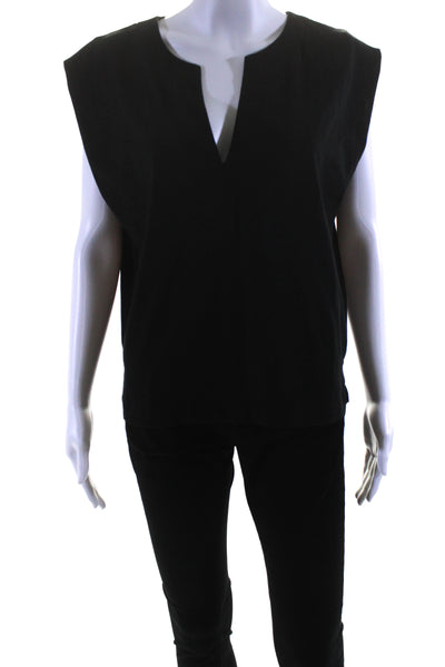 Modern Citizen Womens Jersey Knit V-Neck Sleeveless Blouse Top Black Size S
