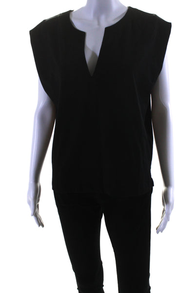 Modern Citizen Womens Jersey Knit V-Neck Sleeveless Blouse Top Black Size S