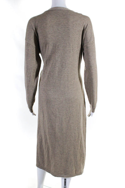 Modern Citizen Womens Knit V-Neck Long Sleeve Midi Wrap Dress Taupe Size 2X