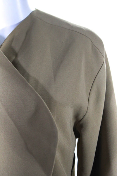 MDRN Womens V-Neck Long Sleeve Button Up Wrap Blazer Jacket Beige Size S