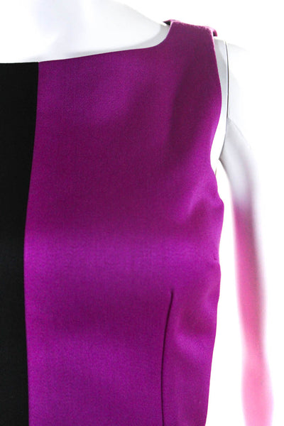 Dolce & Gabbana Womens Colorblock Print Midi Sheath Dress Purple Black Size 36