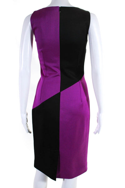 Dolce & Gabbana Womens Colorblock Print Midi Sheath Dress Purple Black Size 36