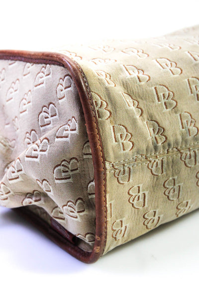 Dooney & Bourke Womens Leather Trim Hook Closure Top Handle Handbag Purse Beige