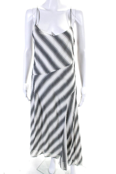Theory Womens White Black Striped V-Neck Sleeveless Shift Dress Size 10