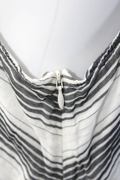 Theory Womens White Black Striped V-Neck Sleeveless Shift Dress Size 10