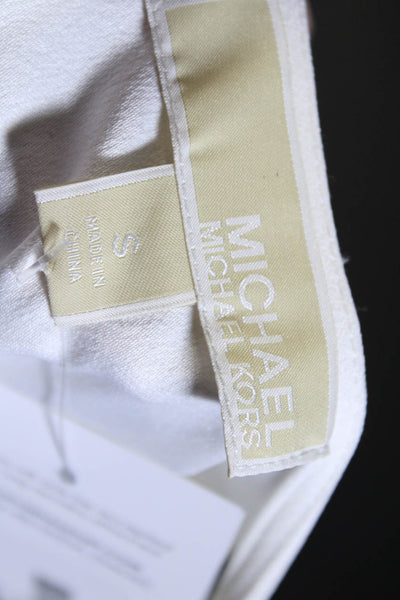 Michael Michael Kors Womens Lace Trim V-Neck Sleeveless Blouse Top White Size S