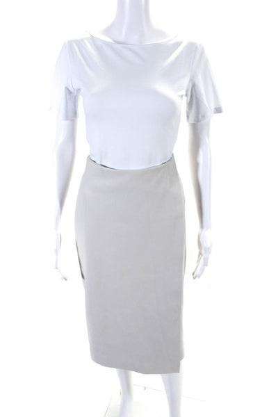 Modern Citizen Womens Side Zipped Layered A-Line Midi Skirt Beige Size S