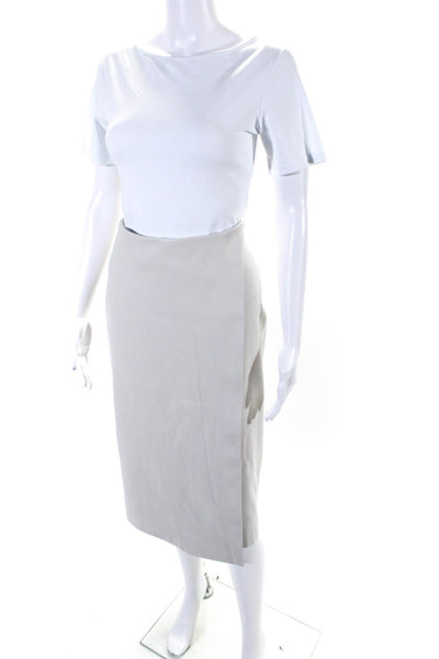 Modern Citizen Womens Side Zipped Layered A-Line Midi Skirt Beige Size S