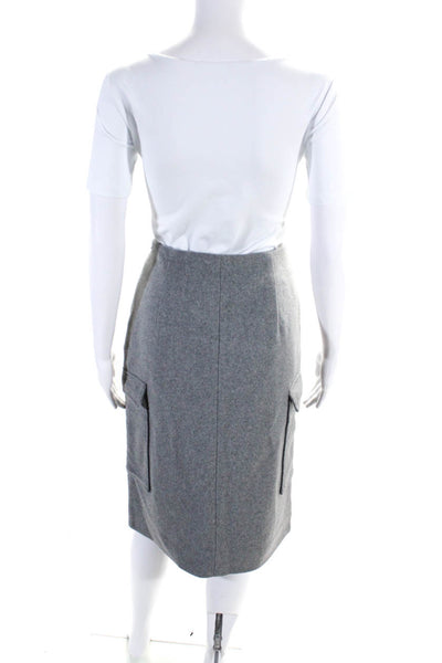 Modern Citizen Womens Wool Front Slit Side Zipped A-Line Midi Skirt Gray Size S