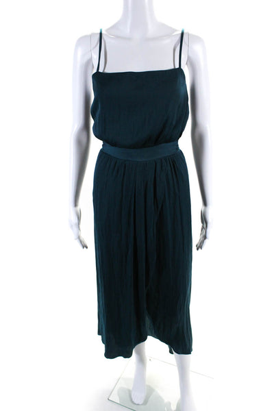 Modern Citizen Womens Sleeveless Side Slit Zipped Belted Gown Blue Size S
