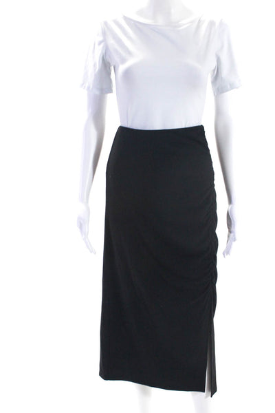 Modern Citizen Womens Jersey Knit Ruched Elastic Waist Midi Skirt Black Size XL