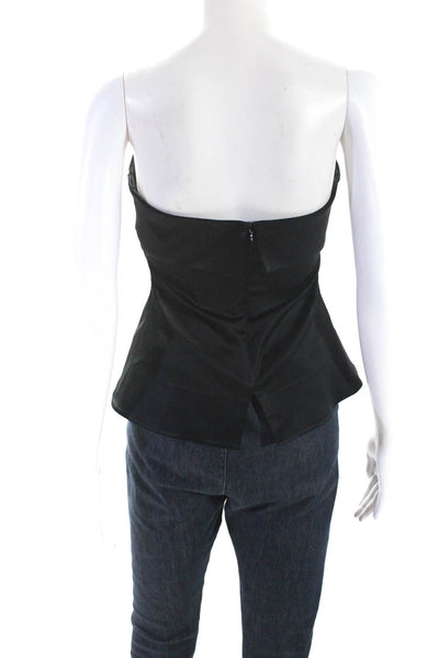 MDRN Womens Satin Strapless Ruched Zip Up Blouse Top Black Size S