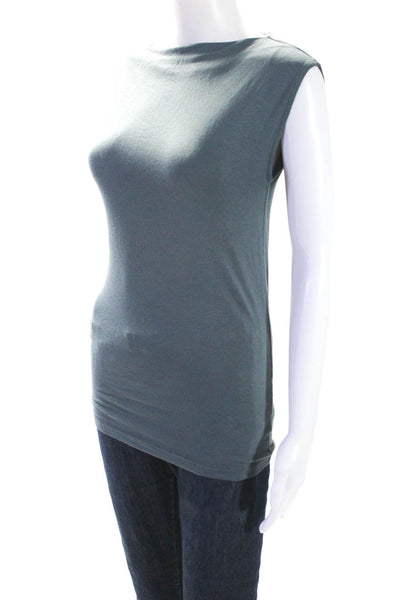 Modern Citizen Womens Round Neck Sleeveless Pullover Blouse Top Blue Size S