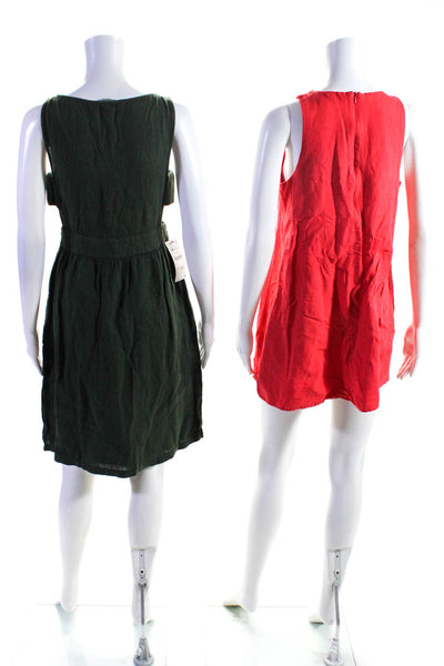 Zara Womens Bright Red Crew Neck Back Zip Sleeveless A-Line Dress Size M lot 2