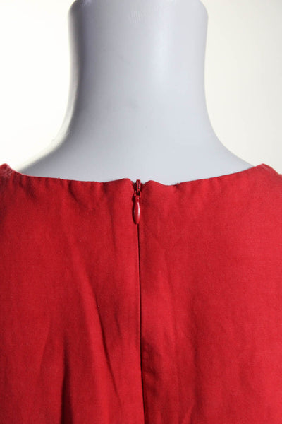 Zara Womens Bright Red Crew Neck Back Zip Sleeveless A-Line Dress Size M lot 2