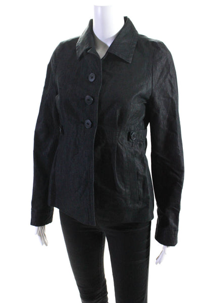 Boss Hugo Boss Womens Dark Gray Cotton Collar Long Sleeve Jacket Size 6
