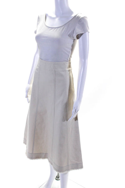 MDRN Womens Back Zip Midi A Line Skirt White Cotton Size Extra Small