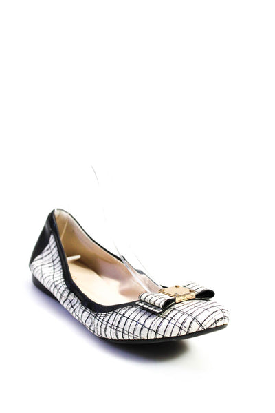 Cole Haan Womens Leather Medallion Striped Print Slip-On Flats White Size 8