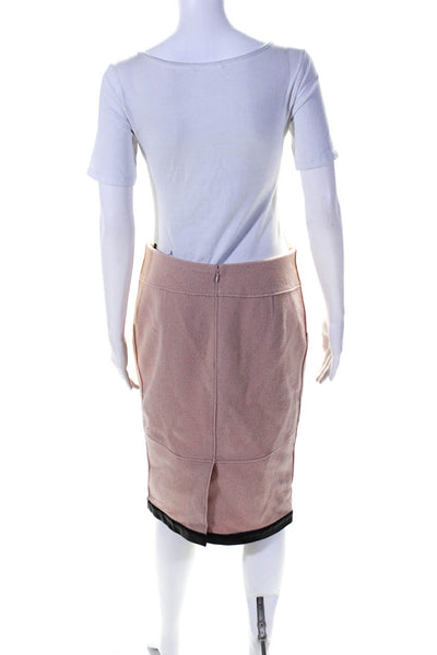 Tom Ford Womens Leather Trim Pencil Skirt Pink Wool Size EUR 44