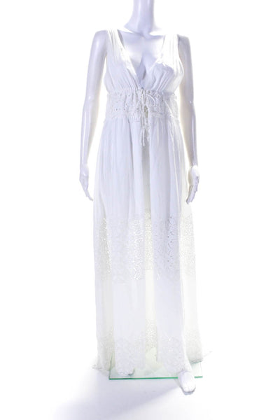 Jonathan Simkhai Womens Eyelet V Neck Sleeveless Sun Dress White Size Large