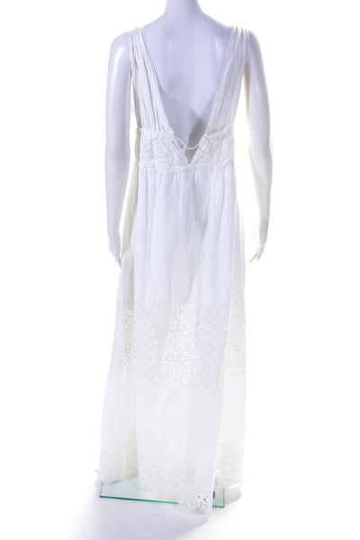 Jonathan Simkhai Womens Eyelet V Neck Sleeveless Sun Dress White Size Large