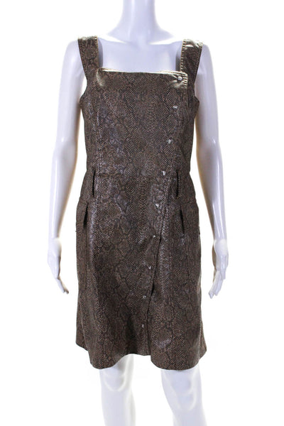 Nanushka Womens Snakeskin Print Sleeveless Dress Brown Size Extra Large
