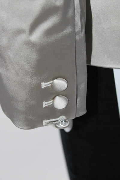 L'Agence Womens Single Button Blazer Jacket Frost Beige Size 10