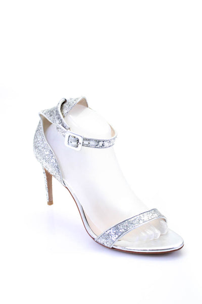 Sophia Webster Womens Sequined Ankle Strap Sandal Heels Silver Size 41 11