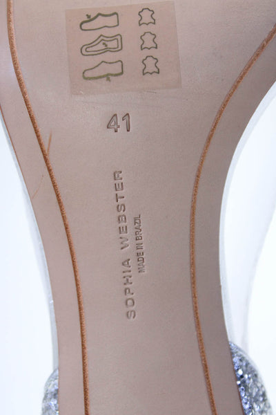 Sophia Webster Womens Sequined Ankle Strap Sandal Heels Silver Size 41 11