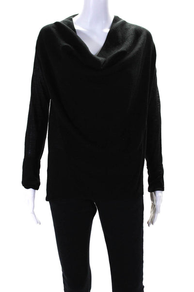 Helmut Lang Womens Wool Cowl Neck Thin Knit Long Sleeved Sweater Black Size M