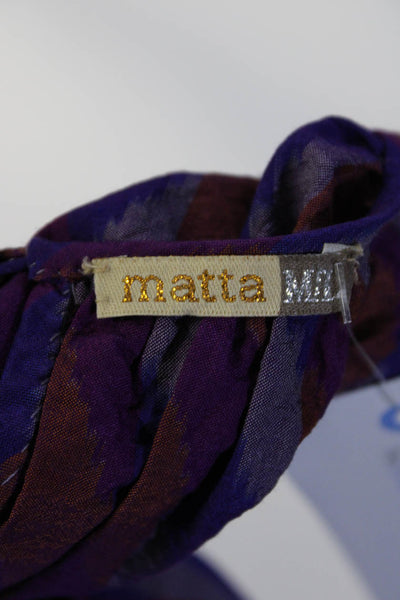 Matta Womens Striped Long Sleeved Round Neck Blouse Purple Orange Pink Size M/L