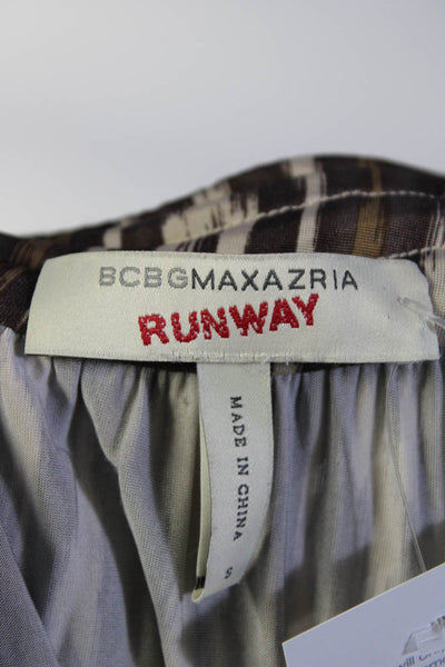 BCBG Max Azria Runway Womens Abstract Sleeveless Shift Dress Brown Tan Size S