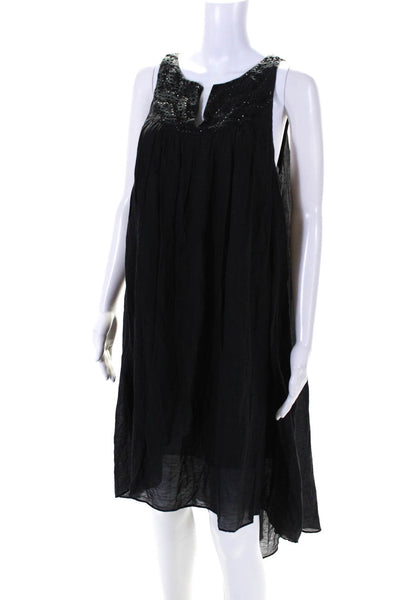 Leifsdottir Womens Sequin V Neck Sleeveless Knee Length Shift Dress Black Size 6