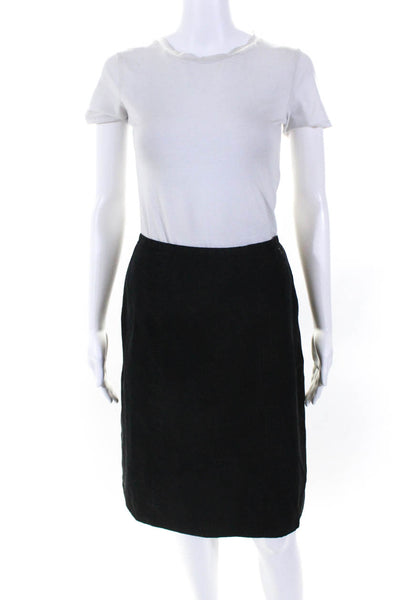 Chanel Womens Back Zip Silk Knee Length Pencil Skirt Black Size FR 36 06P