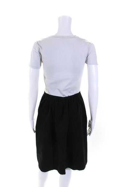 Chanel Womens Back Zip Silk Knee Length Pencil Skirt Black Size FR 36 06P