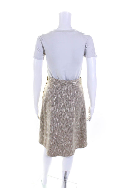 Valentino Boutique Womens Side Zip Vintage Pencil Skirt Brown White Size 8
