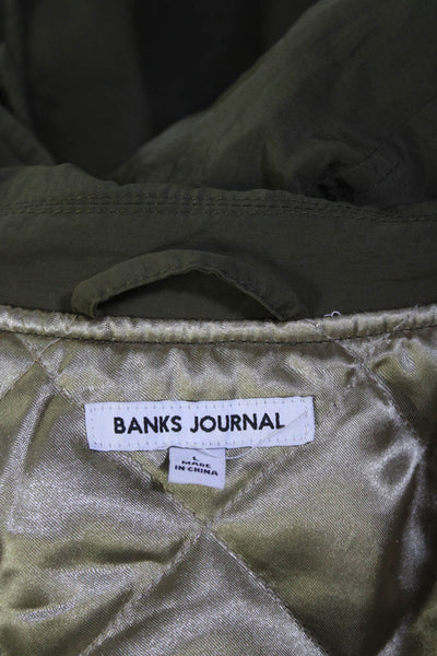 Banks Journal Mena Quilted Button Down Jacket Olive Green Size Large