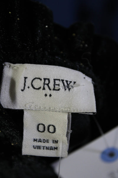 J Crew Women's Ruffle Neck Sleeveless Tiered Glitter Midi Dress Black Size 00