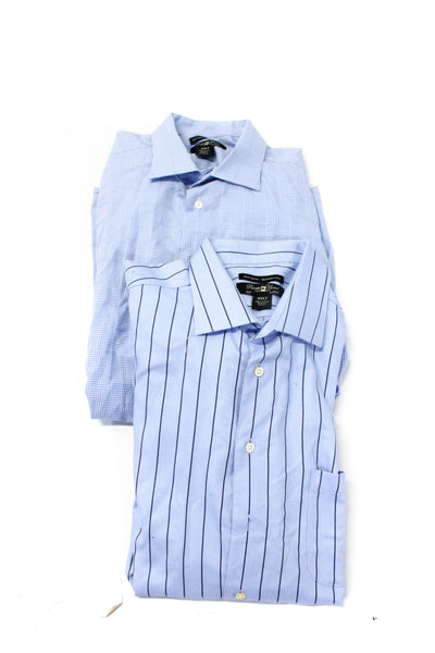 Pronto Uomo Mens Cotton Long Sleeve Button Up Dress Shirts Blue Size 2XLT Lot 2