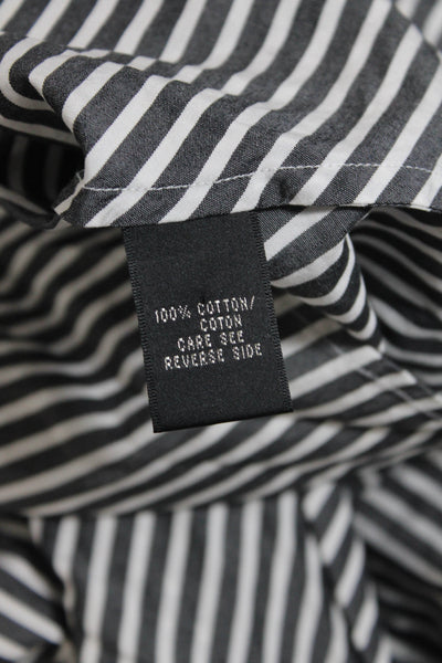 Ralph Lauren Black Label Womens Cotton Striped Print Button Up Gray White Size 6