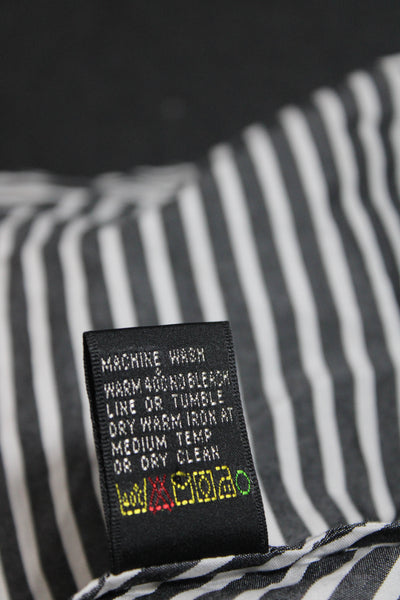 Ralph Lauren Black Label Womens Cotton Striped Print Button Up Gray White Size 6