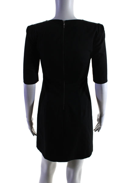 Theory Women's Round Neck Short Sleeves A-Line Mini Dress Black Size 0