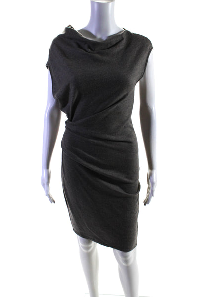 Helmut Lang Women's Asymmetrical Cinch Waist Bodycon Mini Dress Gray Size P