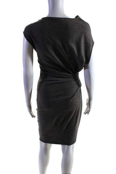 Helmut Lang Women's Asymmetrical Cinch Waist Bodycon Mini Dress Gray Size P