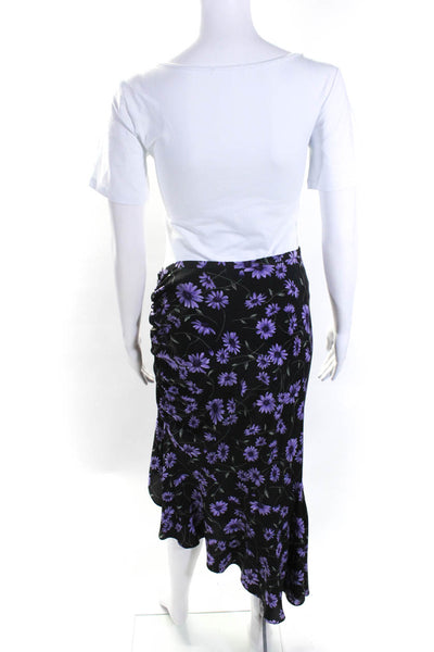 Michael Kors Collection Womens Silk Floral Print Asymmetrical Skirt Black Size 6
