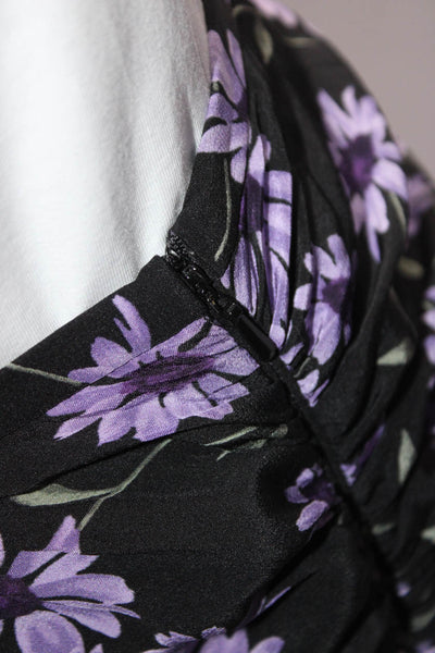Michael Kors Collection Womens Silk Floral Print Asymmetrical Skirt Black Size 6