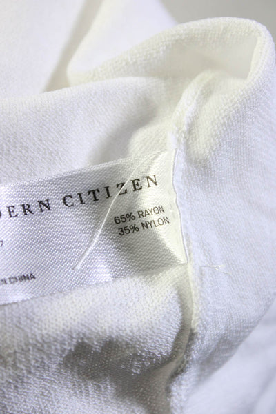 Modern Citizen Women's Round Neck Short Sleeves Cropped Blouse White Size S