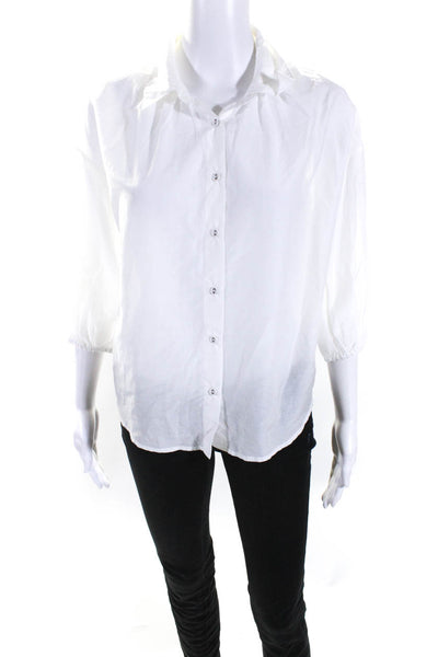 Modern Citizen Women's Collared Short Sleeves Button Down Shirt White Size S
