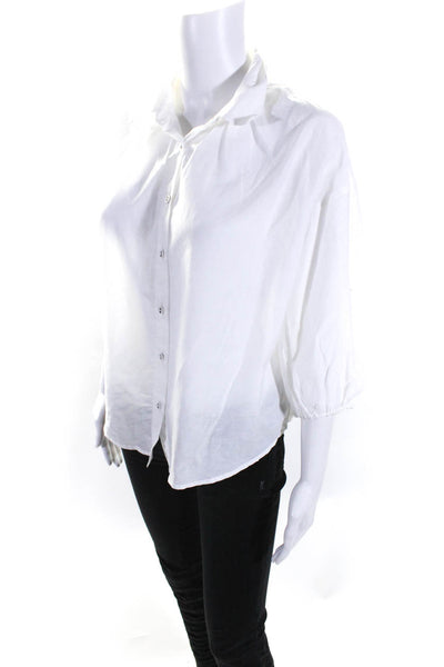 Modern Citizen Women's Collared Short Sleeves Button Down Shirt White Size S