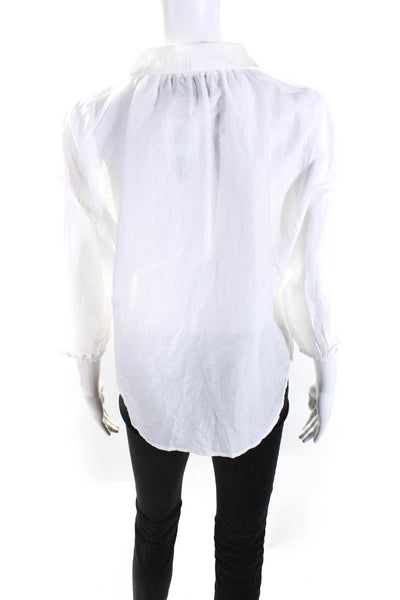 Modern Citizen Women's Collared Short Sleeves Button Down Shirt White Size S